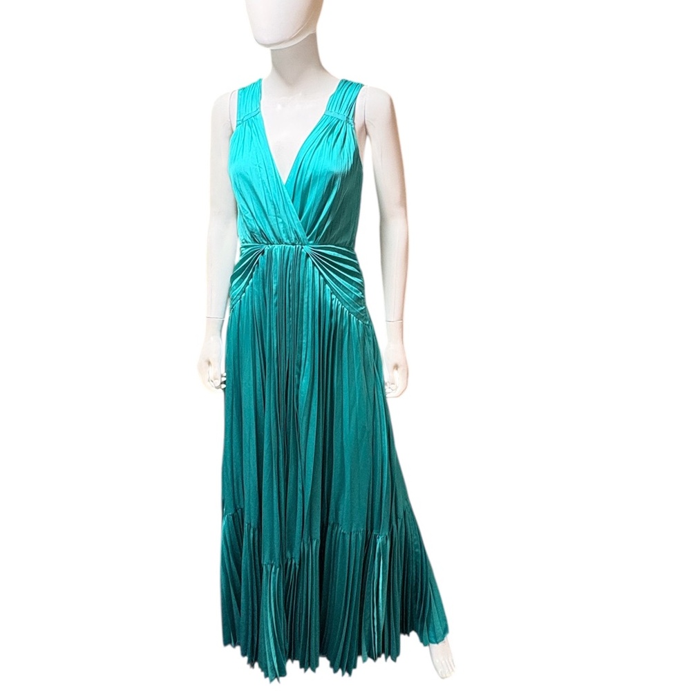 Vintage Teal Pleated Rare Diane Von Furstenburg Gown - 4